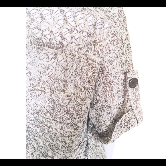 WAREHOUSE ONE Open Front Cardigan With Chunky Button Detail Taupe Beige Sz Large - Picture 8 of 12